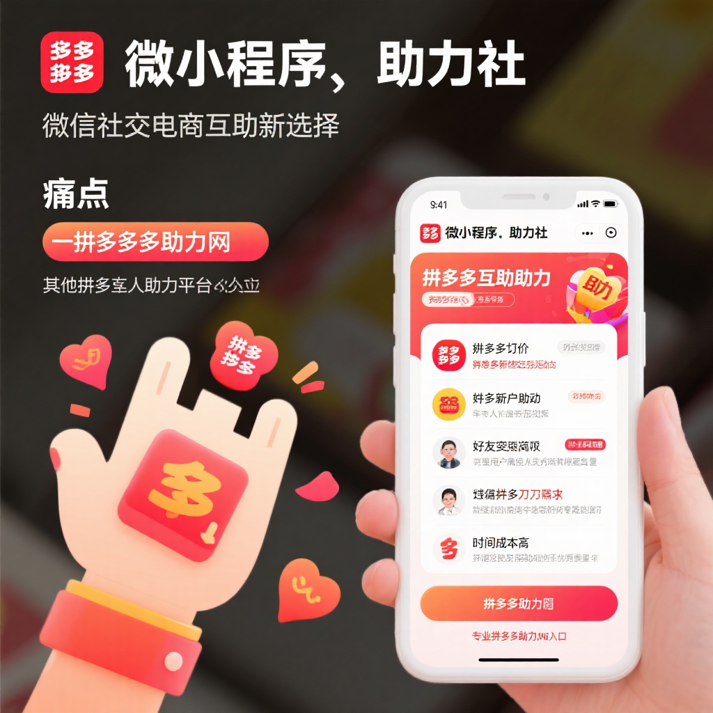 微信小程序助力社 拼多多真人互助砍价新选择