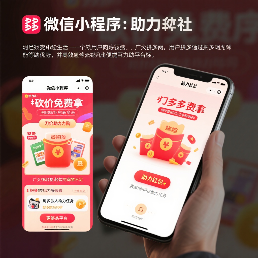 拼多多互助神器助力社微信小程序快速砍价新体验