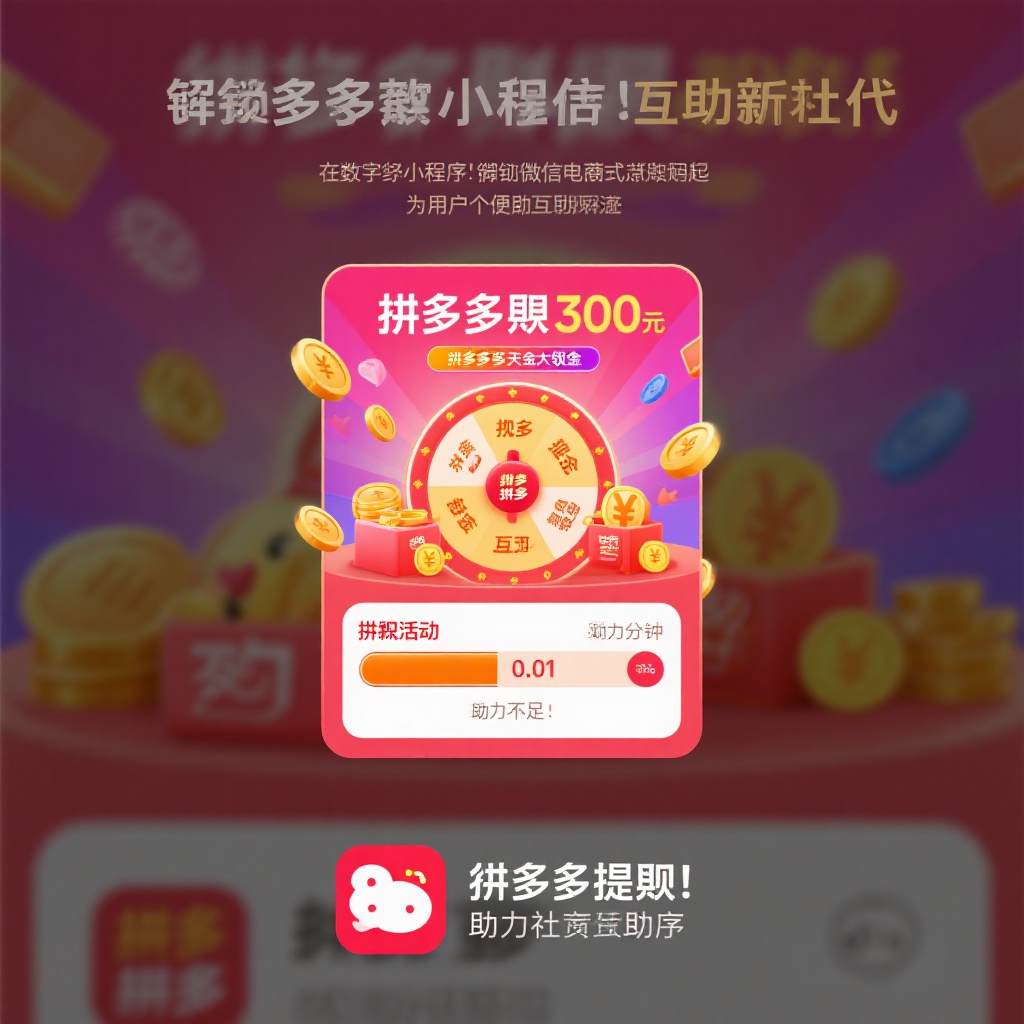 拼多多提现互助新纪元微信小程序助力社解锁现金奖励